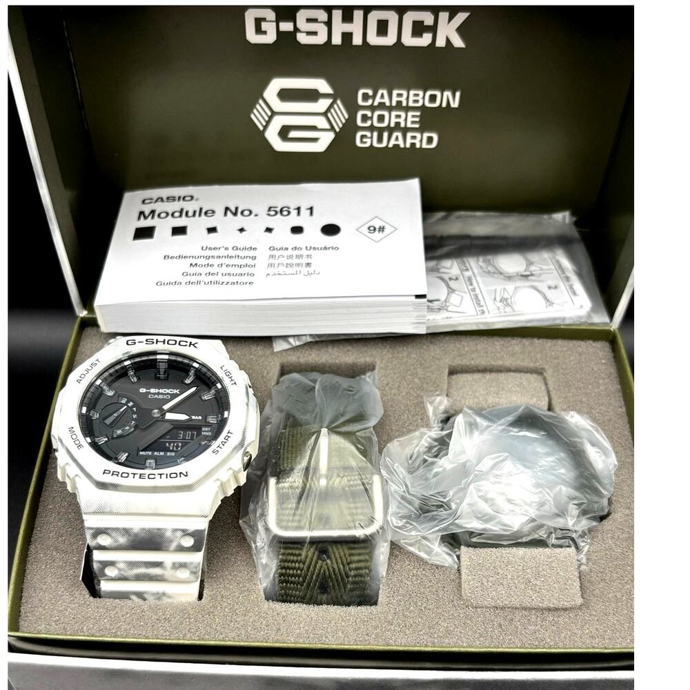 Casio G-Shock GAE2100GC-7A Men’s Carbon Core Camo White Green Khaki Watch NIBWT - Picture 3 of 17